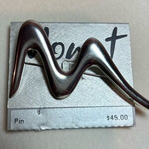 Vintage Monet Modernist Brooch Silver-Tone Pin